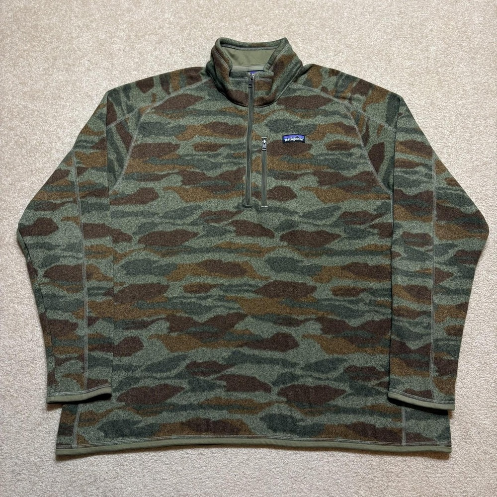 Patagonia Better Sweater Mens 3XL Green Camo 1/4 Zip Fleece Pullover STY 25523
